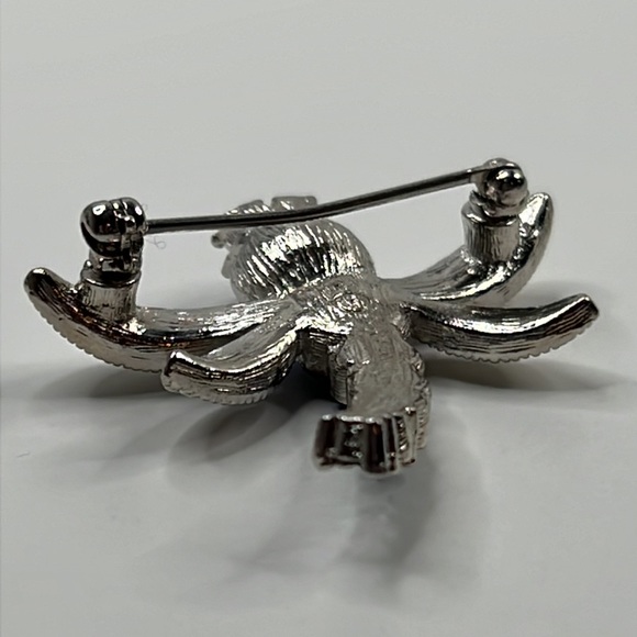 Vintage Blue Rhinestone Dragonfly Brooch - Picture 12 of 15